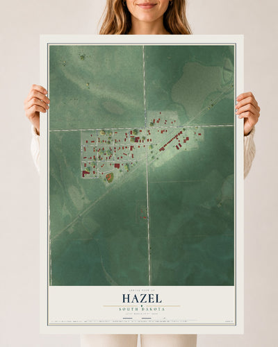 Map of Hazel, South Dakota, 24 x 36 inch unframed archival matte print