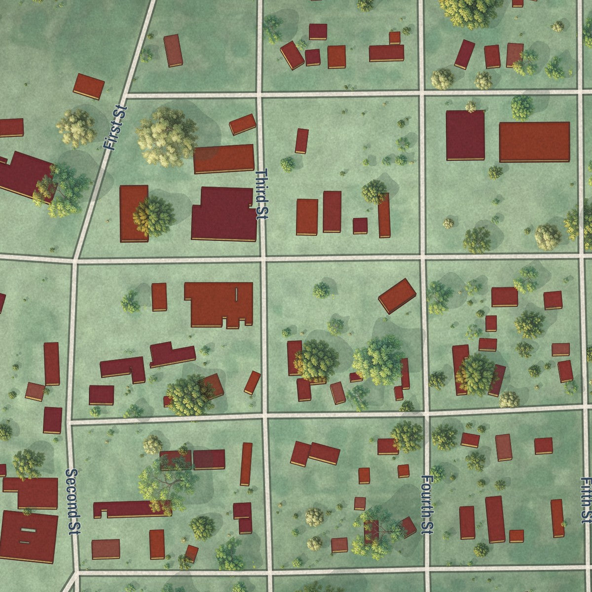 Close-up of the map of Hecla, South Dakota print showing street and building detail