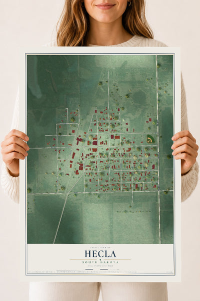 Map of Hecla, South Dakota, 18 x 24 inch unframed archival matte print