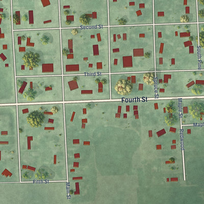 Close-up of the map of Henry, South Dakota print showing street and building detail