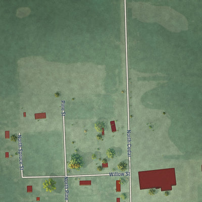 Second close-up of the map of Henry, South Dakota print showing more streets and buildings