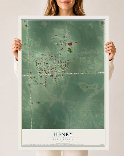 Map of Henry, South Dakota, 24 x 36 inch unframed archival matte print