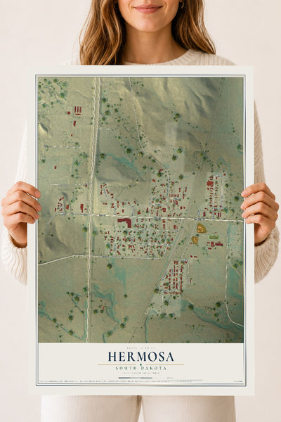 Map of Hermosa, South Dakota, 18 x 24 inch unframed archival matte print