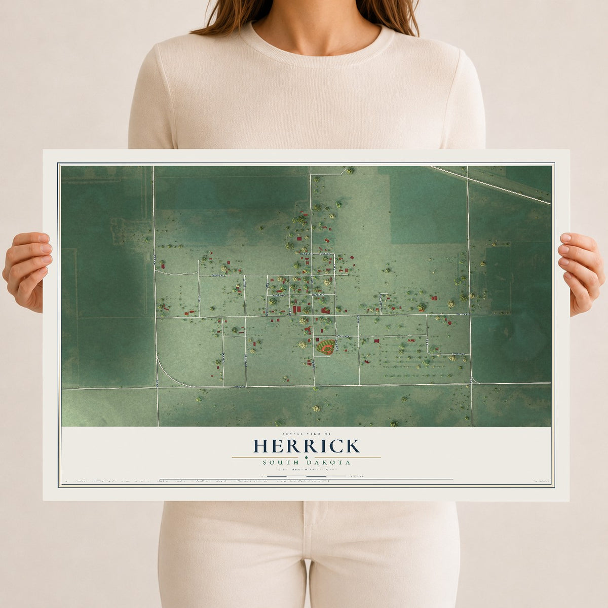 Map of Herrick, South Dakota, 12 x 18 inch unframed archival matte print