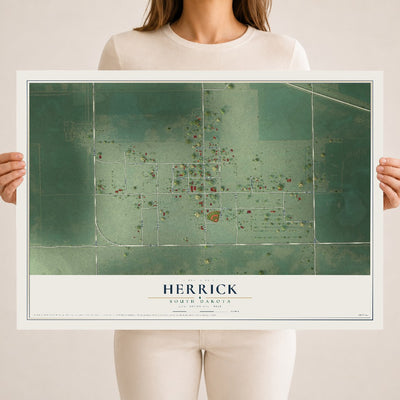 Map of Herrick, South Dakota, 18 x 24 inch unframed archival matte print