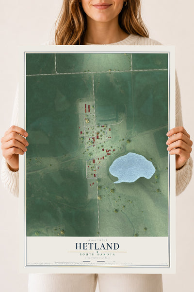 Map of Hetland, South Dakota, 18 x 24 inch unframed archival matte print