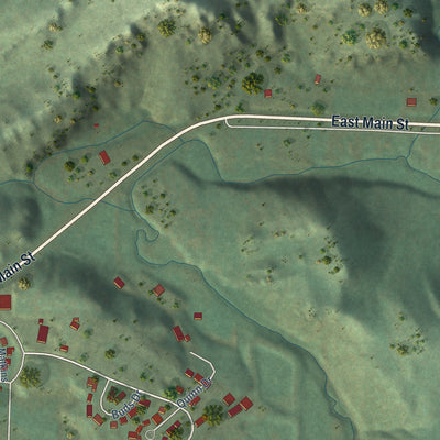 Second close-up of the map of Hill City, South Dakota print showing more streets and buildings