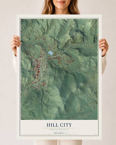 Map of Hill City, South Dakota, 24 x 36 inch unframed archival matte print