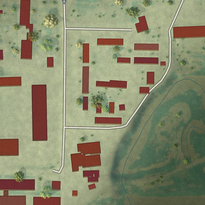 Close-up of the map of Hillside Colony, South Dakota print showing street and building detail