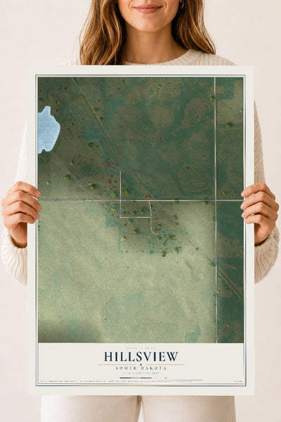 Map of Hillsview, South Dakota, 18 x 24 inch unframed archival matte print