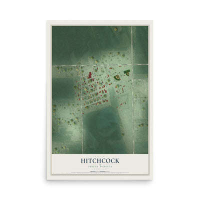 Map of Hitchcock, South Dakota, 12 x 18 inch unframed archival matte print