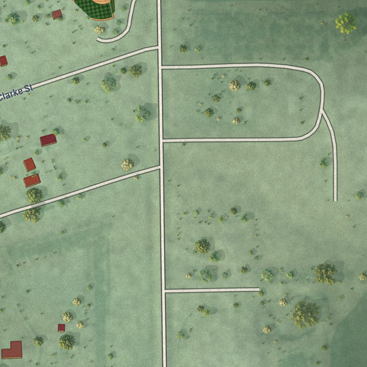 Second close-up of the map of Hitchcock, South Dakota print showing more streets and buildings