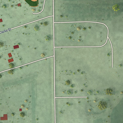 Second close-up of the map of Hitchcock, South Dakota print showing more streets and buildings