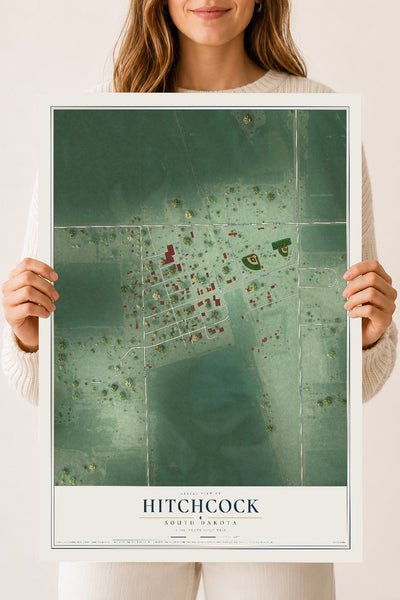 Map of Hitchcock, South Dakota, 18 x 24 inch unframed archival matte print