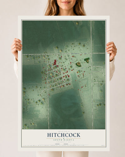 Map of Hitchcock, South Dakota, 24 x 36 inch unframed archival matte print