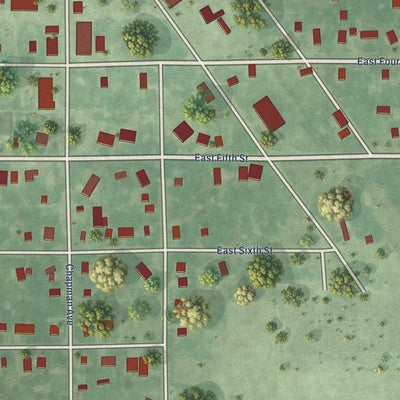 Close-up of the map of Hosmer, South Dakota print showing street and building detail