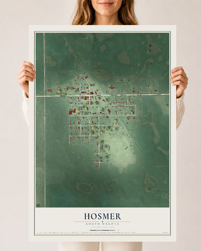 Map of Hosmer, South Dakota, 24 x 36 inch unframed archival matte print