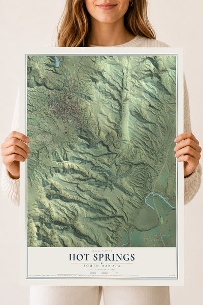 Map of Hot Springs, South Dakota, 18 x 24 inch unframed archival matte print