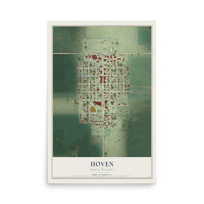Map of Hoven, South Dakota, 12 x 18 inch unframed archival matte print