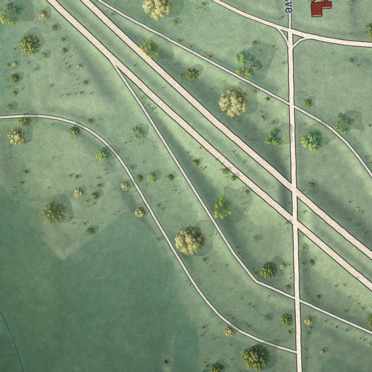 Second close-up of the map of Humboldt, South Dakota print showing more streets and buildings