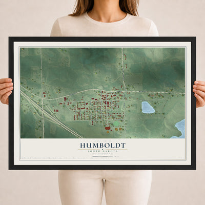 Map of Humboldt, South Dakota, 18 x 24 inch print in a black wood frame