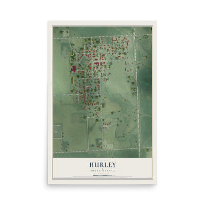 Map of Hurley, South Dakota, 12 x 18 inch unframed archival matte print