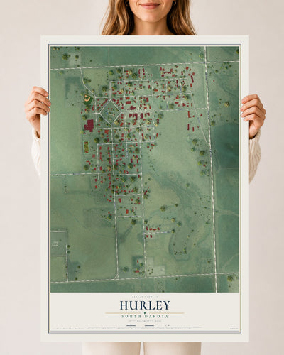 Map of Hurley, South Dakota, 24 x 36 inch unframed archival matte print