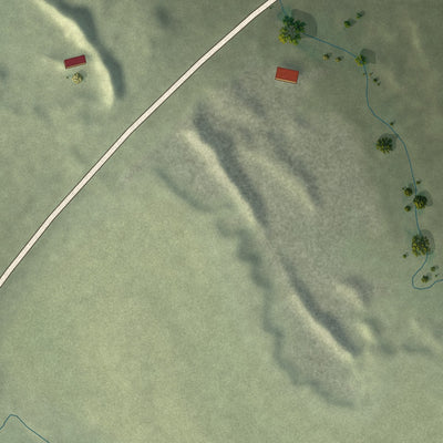 Second close-up of the map of Interior, South Dakota print showing more streets and buildings