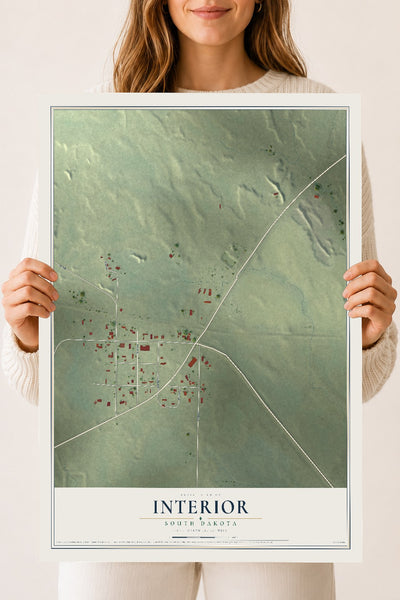 Map of Interior, South Dakota, 18 x 24 inch unframed archival matte print