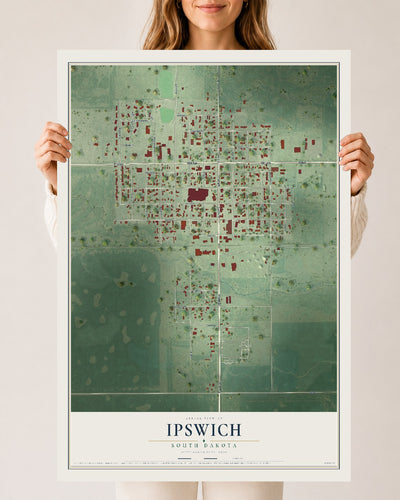 Map of Ipswich, South Dakota, 24 x 36 inch unframed archival matte print