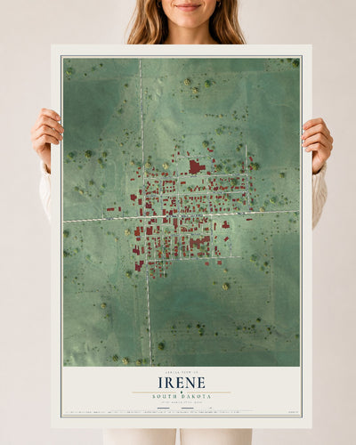 Map of Irene, South Dakota, 24 x 36 inch unframed archival matte print