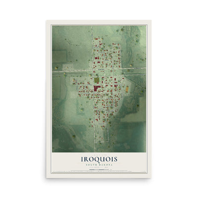 Map of Iroquois, South Dakota, 12 x 18 inch unframed archival matte print