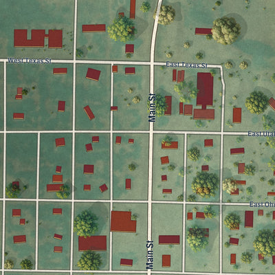Close-up of the map of Isabel, South Dakota print showing street and building detail