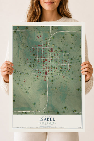 Map of Isabel, South Dakota, 18 x 24 inch unframed archival matte print