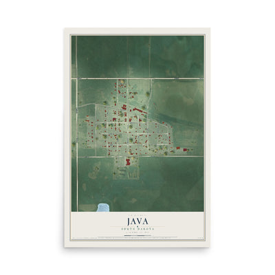 Map of Java, South Dakota, 12 x 18 inch unframed archival matte print