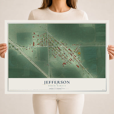 Map of Jefferson, South Dakota, 18 x 24 inch unframed archival matte print