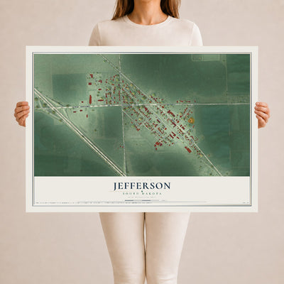 Map of Jefferson, South Dakota, 24 x 36 inch unframed archival matte print