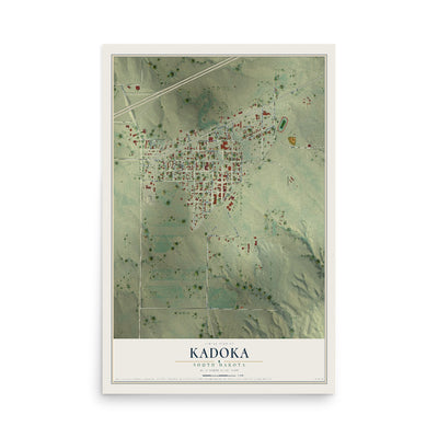Map of Kadoka, South Dakota, 12 x 18 inch unframed archival matte print