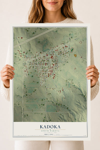 Map of Kadoka, South Dakota, 18 x 24 inch unframed archival matte print
