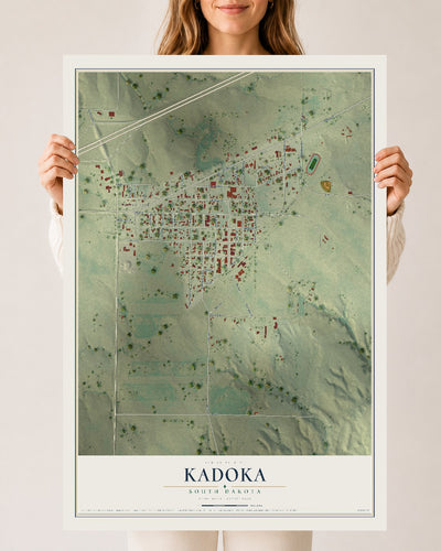 Map of Kadoka, South Dakota, 24 x 36 inch unframed archival matte print