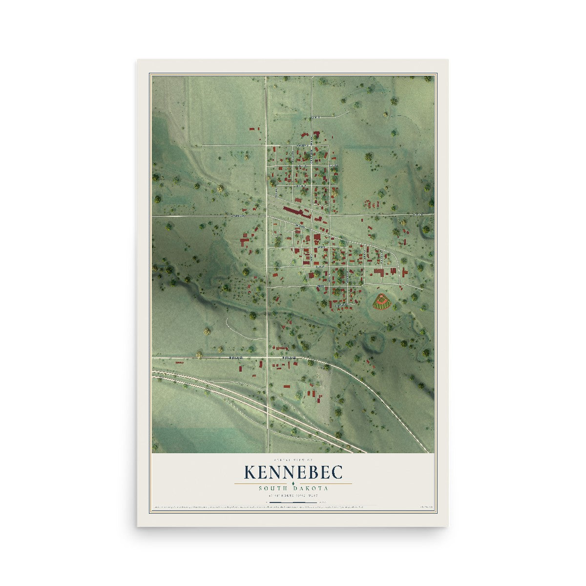 Map of Kennebec, South Dakota, 12 x 18 inch unframed archival matte print