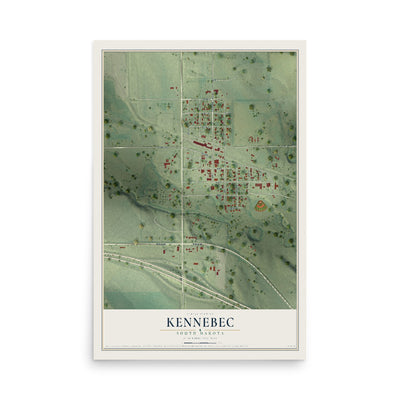 Map of Kennebec, South Dakota, 12 x 18 inch unframed archival matte print