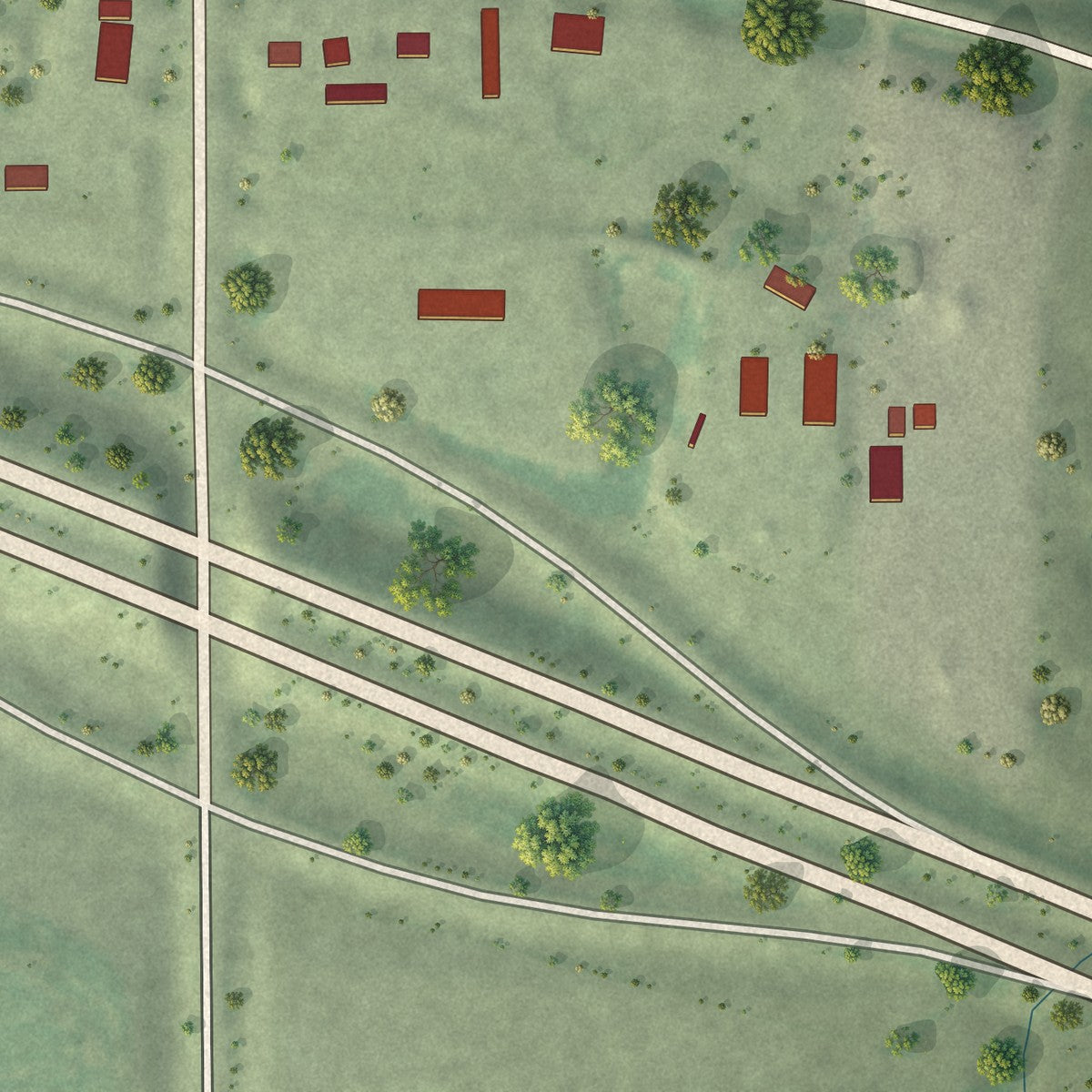 Second close-up of the map of Kennebec, South Dakota print showing more streets and buildings