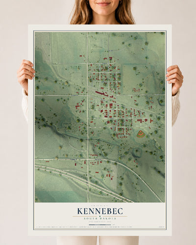 Map of Kennebec, South Dakota, 24 x 36 inch unframed archival matte print