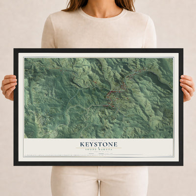 Map of Keystone, South Dakota, 12 x 18 inch print in a black wood frame