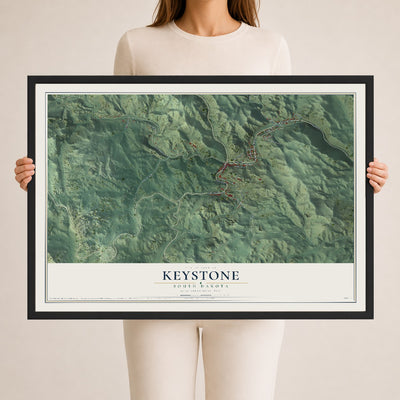 Map of Keystone, South Dakota, 24 x 36 inch print in a black wood frame