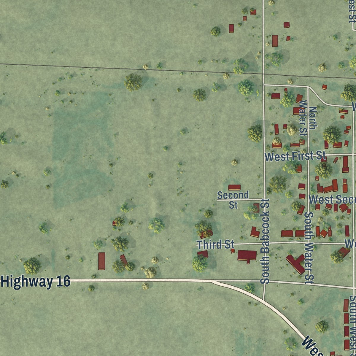 Second close-up of the map of Kimball, South Dakota print showing more streets and buildings