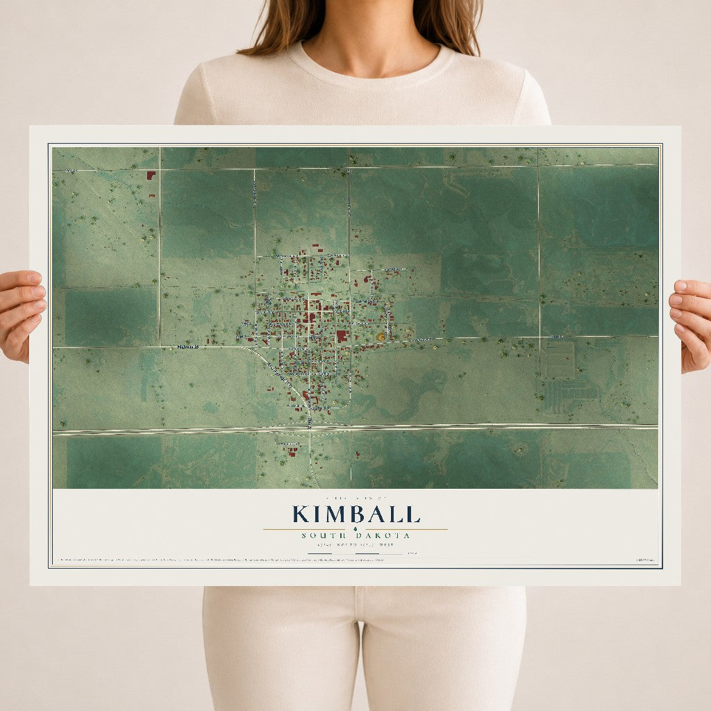 Map of Kimball, South Dakota, 18 x 24 inch unframed archival matte print