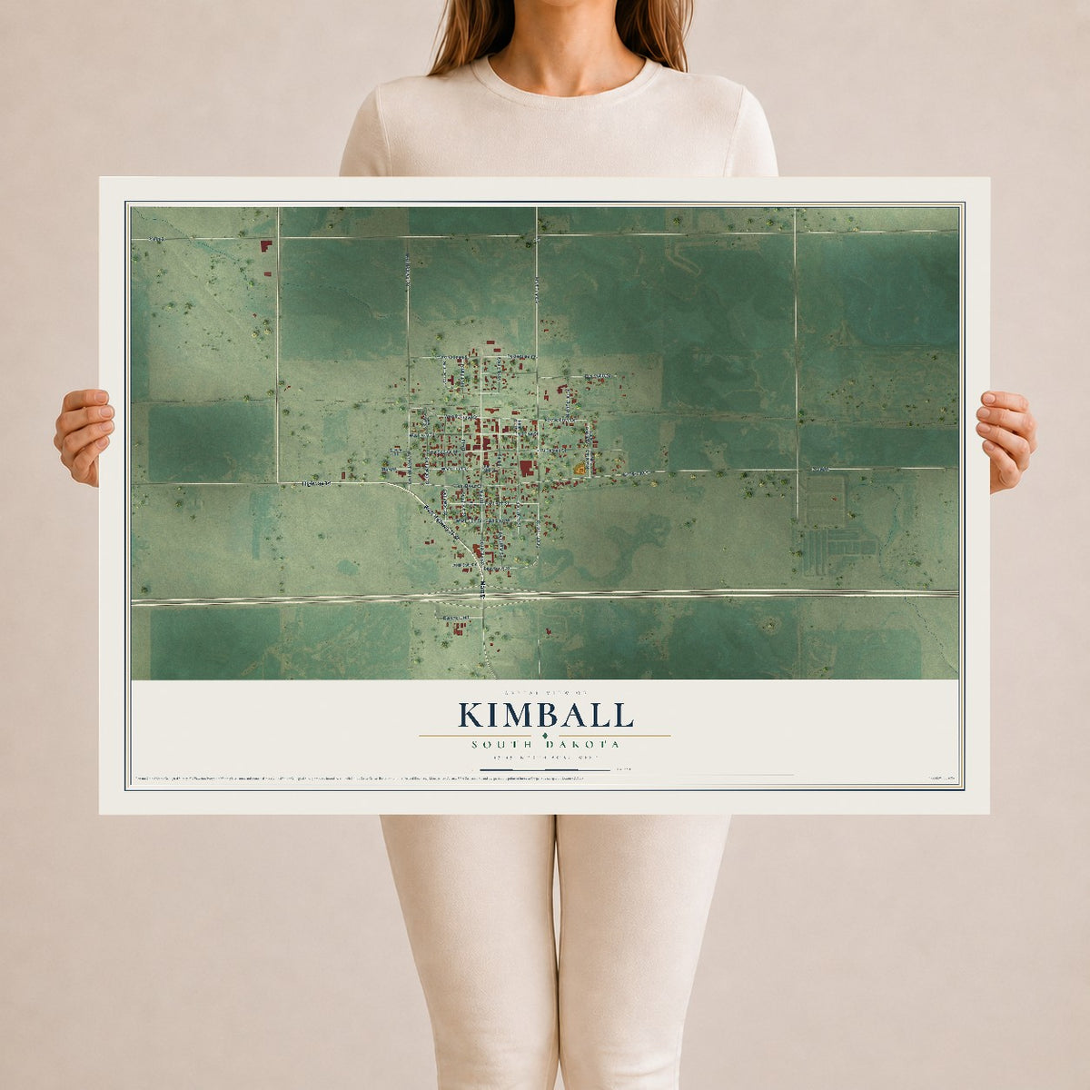 Map of Kimball, South Dakota, 24 x 36 inch unframed archival matte print
