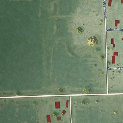 Second close-up of the map of Kranzburg, South Dakota print showing more streets and buildings